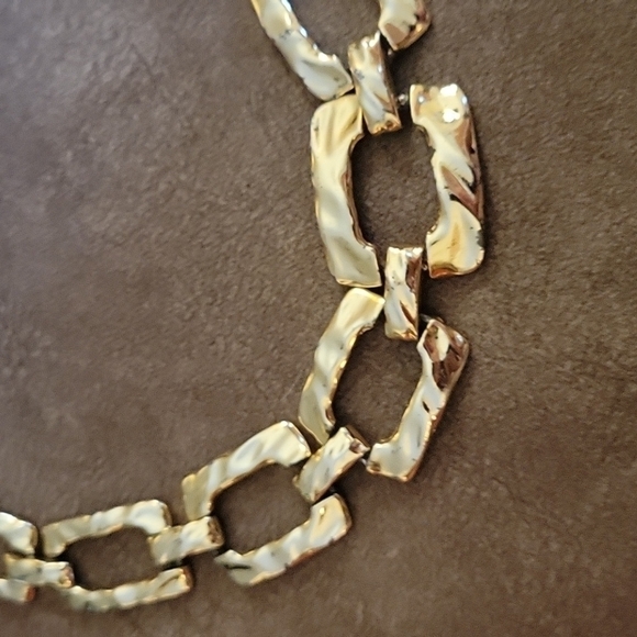 VTG 1990s Chunky Geometric Rectangle Hip Hop Unisex Baddie Collar Necklace - Picture 4 of 7